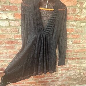 Free People Black Lace tunic dress